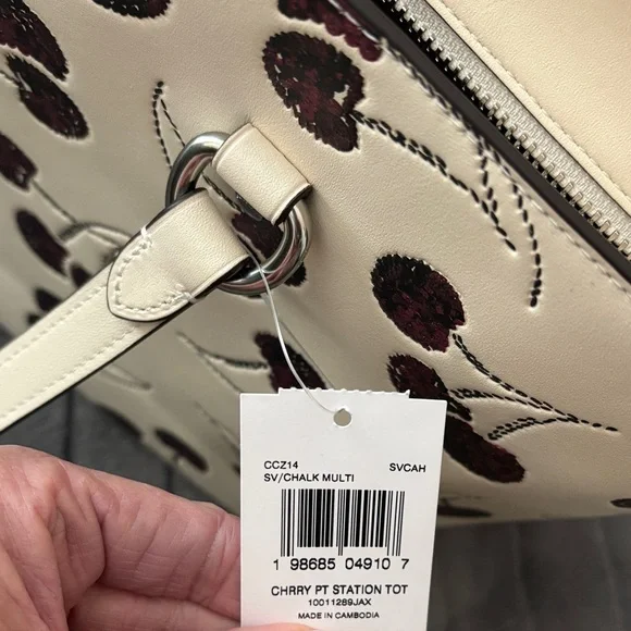 Coach Cherry Pattern Tote - Cream and Burgundy New!!! - Picture 7 of 7